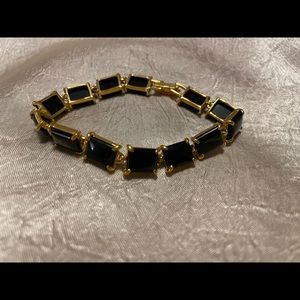 Gold tone Black Gemstone Bracelet